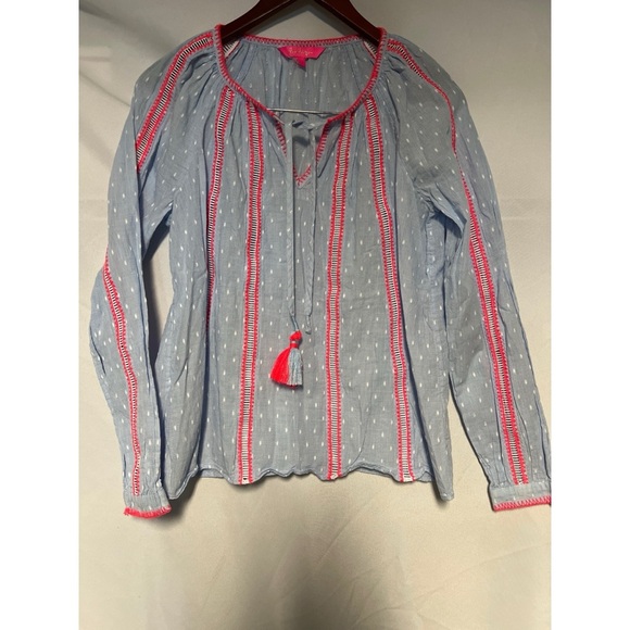 Lily pulitzer Blue and Pink Boho Blouse - Picture 1 of 5